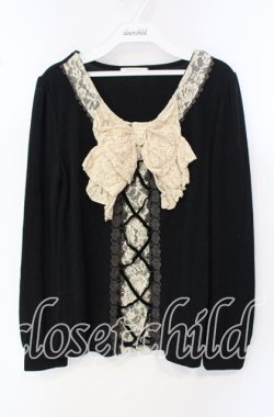画像1: axes femme / BIGリボンレースアッププルオーバー M クロ O-25-09-27-035-AX-TO-OW-OS