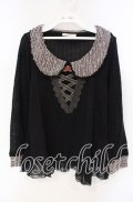 axes femme / ベロアリボン使い襟付きニットトップス M クロ O-25-09-27-037-AX-TO-OW-OS