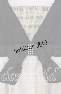 画像2: axes femme / パールリボン&ストライプドットジャンパースカート M キナリ×クロ O-25-09-27-038-AX-OP-OW-OS