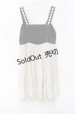 画像3: axes femme / パールリボン&ストライプドットジャンパースカート M キナリ×クロ O-25-09-27-038-AX-OP-OW-OS