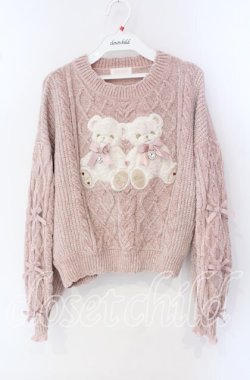 画像1: LIZ LISA / TwinBearsニットトップス  ピンク O-25-09-27-047-LO-TO-IG-OS