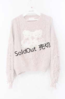 画像1: LIZ LISA / TwinBearsニットトップス  ピンク O-25-09-27-047-LO-TO-IG-OS