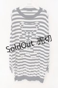 HYSTERIC GLAMOUR / BEARボーダー編込 プルオーバー  ネイビー O-25-09-27-053-PU-TO-IG-OS