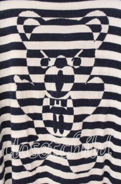 画像2: HYSTERIC GLAMOUR / BEARボーダー編込 プルオーバー  ネイビー O-25-09-27-053-PU-TO-IG-OS