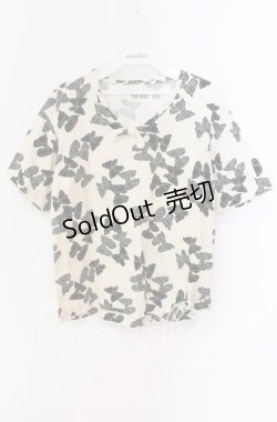 画像1: PINK HOUSE / リボンプリントTシャツ  アイボリー×クロ O-25-09-27-055-LO-TS-IG-OS