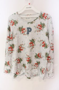 画像1: PINK HOUSE / Pロゴいちご柄カットソー  サックス O-25-09-27-057-LO-TO-IG-OS