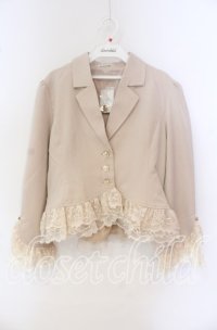 axes femme / レースフリル編上ジャケット  ベージュ O-25-09-27-060-AX-JA-IG-ZT477