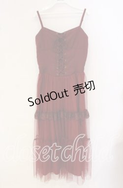 画像1: axes femme / コルセット風編上ジャンスカ F アカ O-25-09-27-061-AX-OP-IG-OS