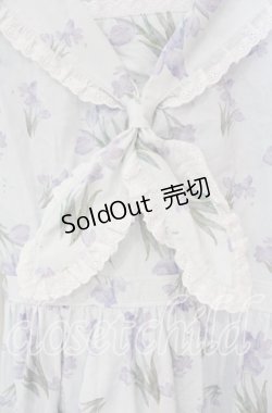 画像2: axes femme POETIQUE / フラワープリントセーラーワンピース  サックス×シロ O-25-09-27-062-AX-OP-IG-OS