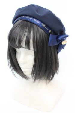 画像1: Amavel / メッセージリボン付ベレー帽  ネエビー O-25-09-27-1001-CA-AC-IG-OS