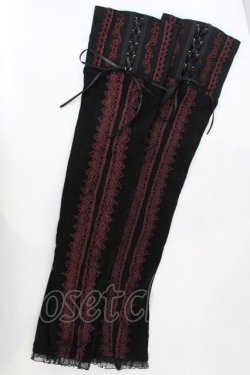 画像1: Ozz On / レース配色アームカバー  ブラック×レッド O-25-09-27-1044-OO-ZA-OW-OS