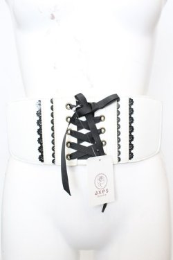画像1: axes femme / 色スカラップ太幅ベルト  シロ×クロ O-25-09-27-1024-AX-ZA-IG-OS