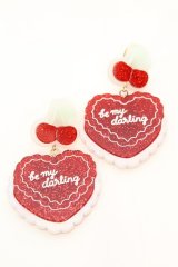 Etoile et Griotte / Heart Cakeイヤリング  レッドケーキ×ホワイトオーロラベース O-25-09-27-1029-LO-AC-OW-ZT488-F006