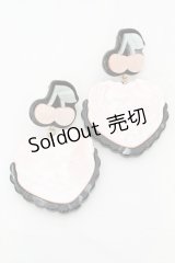Etoile et Griotte / Heart Cakeイヤリング  ピンクケーキ×ブラックマーブルベース O-25-09-27-1030-LO-AC-OW-ZT488-F006