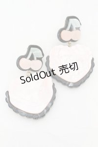 Etoile et Griotte / Heart Cakeイヤリング  ピンクケーキ×ブラックマーブルベース O-25-09-27-1030-LO-AC-OW-ZT488-F006