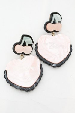 画像1: Etoile et Griotte / Heart Cakeイヤリング  ピンクケーキ×ブラックマーブルベース O-25-09-27-1030-LO-AC-OW-OS