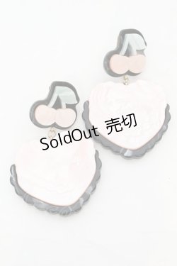 画像1: Etoile et Griotte / Heart Cakeイヤリング  ピンクケーキ×ブラックマーブルベース O-25-09-27-1030-LO-AC-OW-ZT488-F006