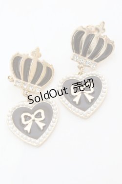 画像1: m petit by misako / AM×NIクラウンハートイヤリング  ゴールド×ブラウン O-25-09-27-1032-LO-AC-OW-OS