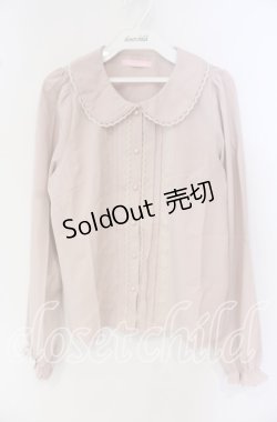 画像1: Honey Cinnamon / レース配色丸襟ブラウス M ピンク O-25-09-27-066-LO-BL-OW-ZY