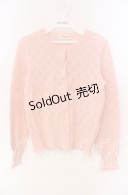 画像1: Emily Temple cute / ハート透かし柄ニットカーディガン  ピンク O-25-09-27-070-ET-TO-OW-OS