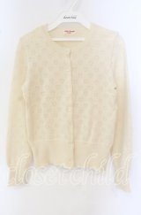 Emily Temple cute / ハート透かし柄ニットカーディガン  アイボリー O-25-09-27-071-ET-TO-OW-ZT381