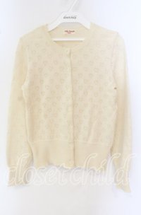 Emily Temple cute / ハート透かし柄ニットカーディガン  アイボリー O-25-09-27-071-ET-TO-OW-ZT381