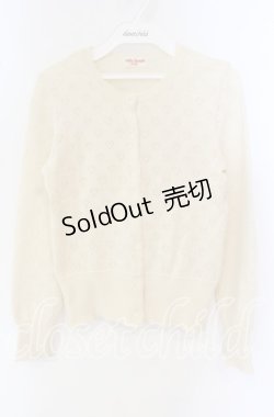 画像1: Emily Temple cute / ハート透かし柄ニットカーディガン  アイボリー O-25-09-27-071-ET-TO-OW-ZT381