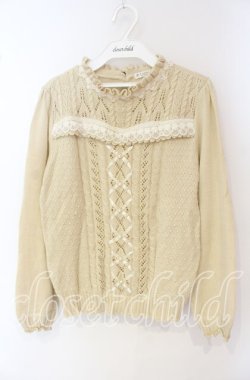 画像1: axes femme / フロント編み上げニットトップス M ベージュ O-25-09-27-074-AX-TO-OW-OS