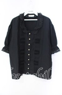 PINK HOUSE / タック使い丸襟ブラウス  クロ O-25-09-27-078-LO-BL-OW-OS