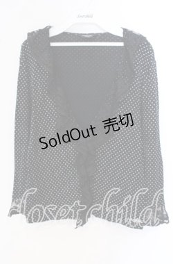 画像1: INGEBORG / レース襟付きドットカーディガン S クロ O-25-09-27-082-LO-TO-OW-OS