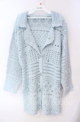 TOMATSU / 鍵編みマシュマロカーデ  サックス O-25-09-27-092-LO-TO-IG-OS