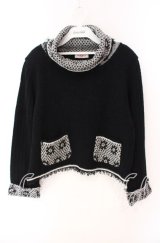 TOMATSU / 柄編みニット  クロ O-25-09-27-096-LO-TO-IG-ZT071