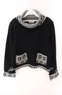 TOMATSU / 柄編みニット  クロ O-25-09-27-096-LO-TO-IG-ZT071