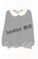 Franche Lippee / 丸襟レース長袖トップス M クロ O-25-09-27-102-LO-TO-OW-ZT373