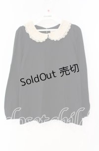 Franche Lippee / 丸襟レース長袖トップス M クロ O-25-09-27-102-LO-TO-OW-ZT373