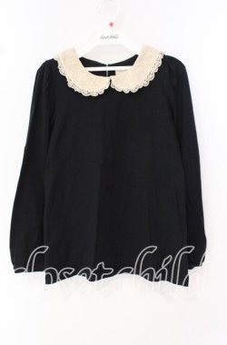 画像1: Franche Lippee / 丸襟レース長袖トップス M クロ O-25-09-27-102-LO-TO-OW-OS