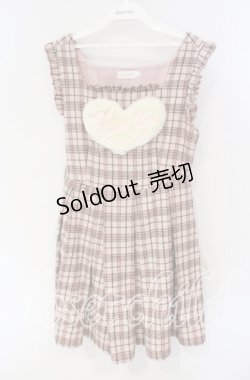 画像1: Jnorii / ボアハートジャンパースカート L ピンク O-25-09-27-103-LO-OP-OW-OS