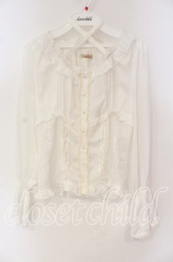 画像1: Amavel / フリル&ピンタック長袖ブラウス F シロ O-25-09-27-104-CA-BL-OW-OS