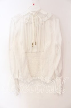 画像3: Amavel / フリル&ピンタック長袖ブラウス F シロ O-25-09-27-104-CA-BL-OW-OS