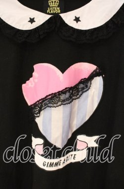 画像2: LISTEN FLAVOR / Heart Chocolateレースカラーカットソー  ブラック O-25-09-27-105-PU-TO-OW-OS