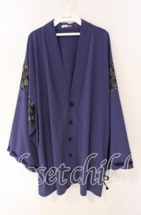 AXES-X / 小紋柄羽織  パープル O-25-09-27-106-AX-TO-IG-ZT474