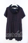 axes femme / チェック柄ハイネックニットワンピース M ネイビー O-25-09-27-024-AX-OP-OW-OS