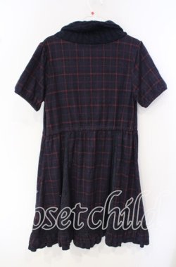 画像3: axes femme / チェック柄ハイネックニットワンピース M ネイビー O-25-09-27-024-AX-OP-OW-OS