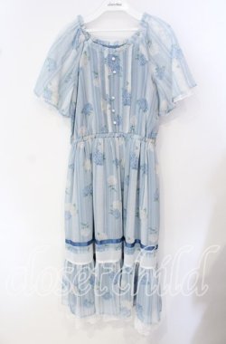 画像1: axes femme / 紫陽花シフォンワンピース M ブルー O-25-09-27-027-AX-OP-OW-OS