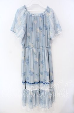 画像3: axes femme / 紫陽花シフォンワンピース M ブルー O-25-09-27-027-AX-OP-OW-OS