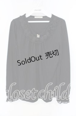 画像1: axes femme / 襟ぐり巻き薔薇カットソー M クロ O-25-09-27-029-AX-TO-OW-OS