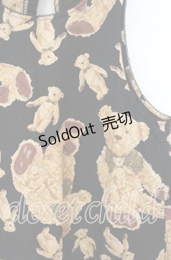 画像2: WONDERFUL WORLD / くまさん総柄後ろリボンジャンパースカート  クロ O-25-09-29-028-LO-OP-IG-OS