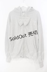 lilLilly / CATリボンパーカー  グレー O-25-09-29-035-LO-TO-OW-ZT058