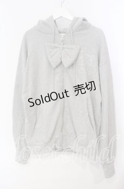 画像1: lilLilly / CATリボンパーカー  グレー O-25-09-29-035-LO-TO-OW-ZT058