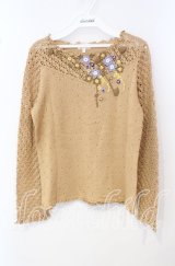 TOMATSU / フラワーモチーフニット 38 ブラウン O-25-09-29-044-LO-TO-IG-ZT381